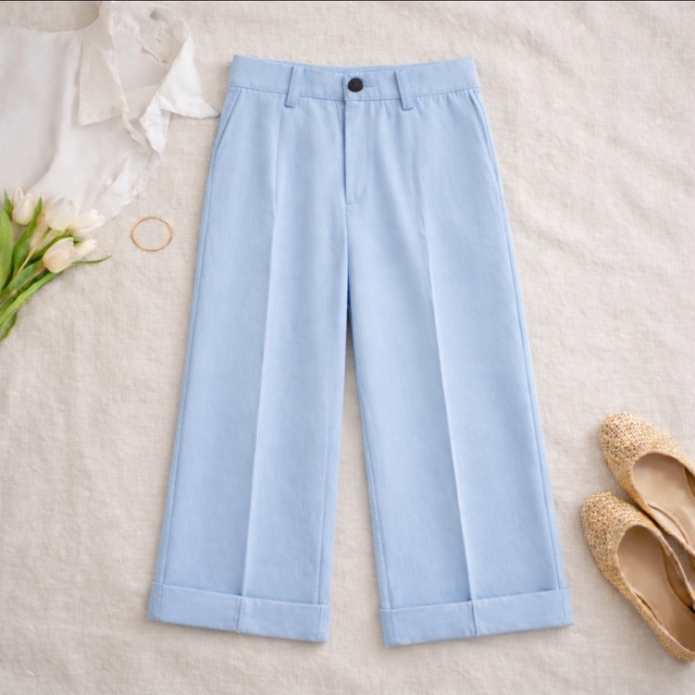 Harvé Benard NWT High-Rise Wide-Leg Trousers | Fully Lined Sky Blue